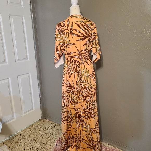 Rachel Pally Palm Print Orange & Brown Caftan Maternity Dress NWT XS - Picture 4 of 11